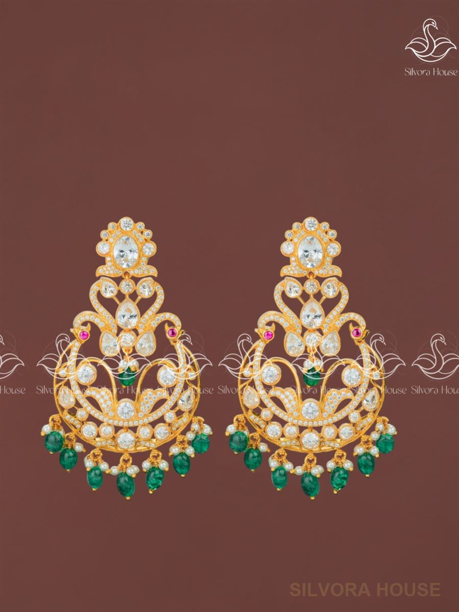 Hamsini 925 Silver Uncut Stone Earrings
